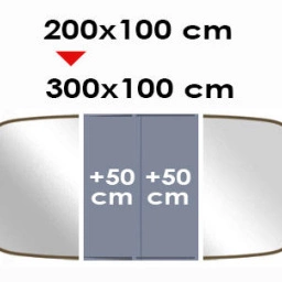 Ausziehbare Fassform: von 200x100 bis 300x100 cm