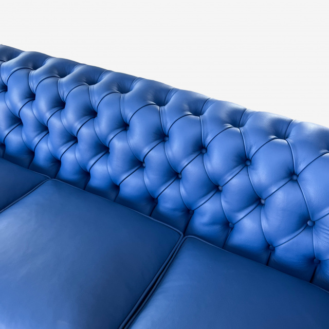 3 Seater Chesterfield Sofa In Blue