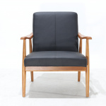 HELENA ARMCHAIR in varnished wood and cushions covered in leather