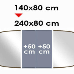 Ausziehbare Fassform: von 140x80 bis 240x80 cm