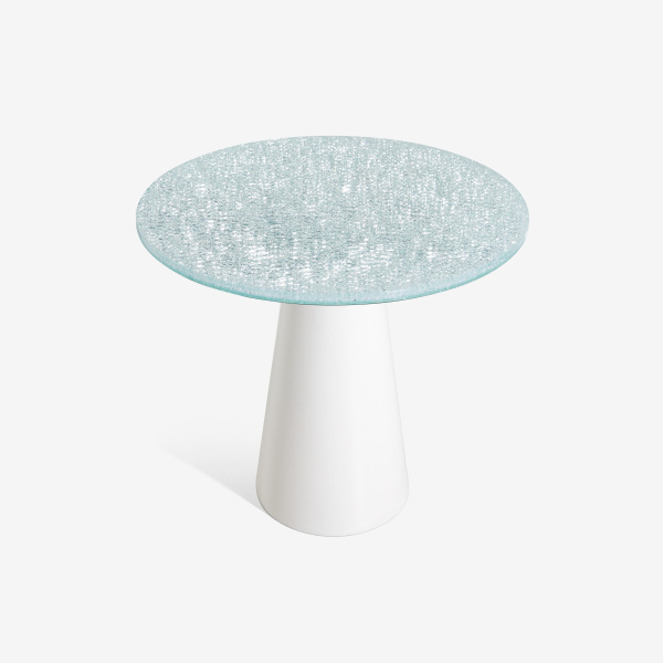 BEATRICE SIDE TABLE WITH CRACKLED GLASS TOP