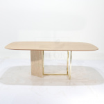 INDIANA TABLE WITH BARREL-SHAPED VENEERED TOP 