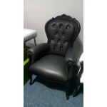 ARMCHAIR P13 IN BLACK ANILINA LEATHER WITH SWAROVSKI BUTTONS