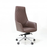 ANTHEA office armchair with quilted brown frosted leather upholstery