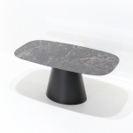BEATRICE table with Saint Laurent marble effect ceramic top 170x100 cm barrel shape with base