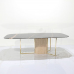 CALIFORNIA TABLE WITH BARREL-SHAPED MARBLE TOP 