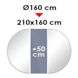 ROUND extensible: From 160 cm to 210 x 160 cm