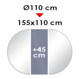 REDONDO EXTENSIBLE: 110 a 155 X 110 cm