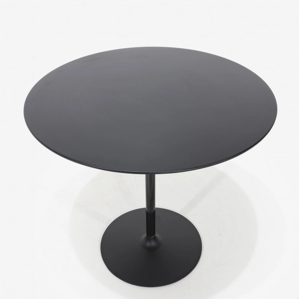 Tavolo TEODORO laccato nero – tavolo pranzo tondo in allumino e piano in legno