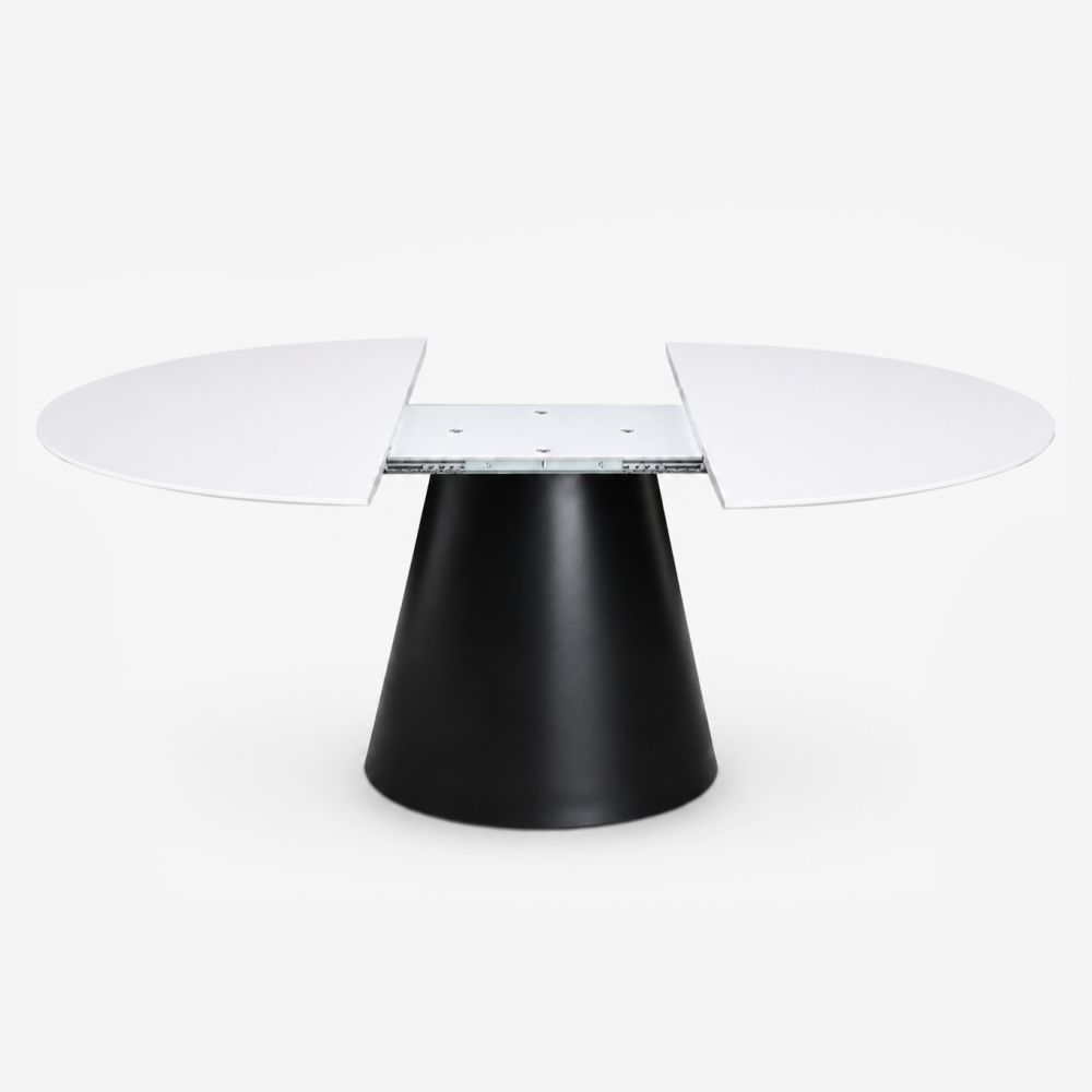 BEATRICE EXTENDABLE TABLE WITH ROUND OR OVAL LIQUID LAMINATE TOP ...