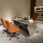 Chaise AERON OFFICE avec revêtement en cuir orange