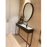 MIRROR MOAI with irregular shape and solid wood frame