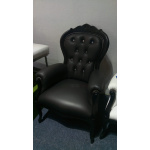 ARMCHAIR P13 IN BLACK ANILINA LEATHER WITH SWAROVSKI BUTTONS