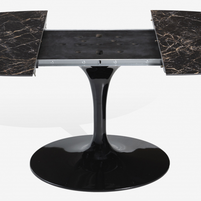 Meublissime | Arianna - Table à manger ronde et extensible en céramique -  120 / 180 cm