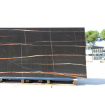 Ceramic slab with Black Guinea marble effect