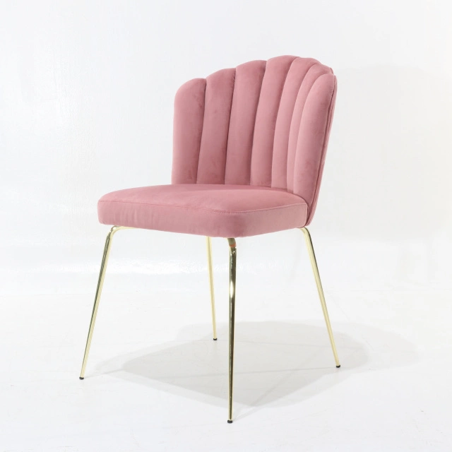 Sedia PERLA con rivestimento in velluto rosa e base cromato oro - IBFOR -  Your design shop
