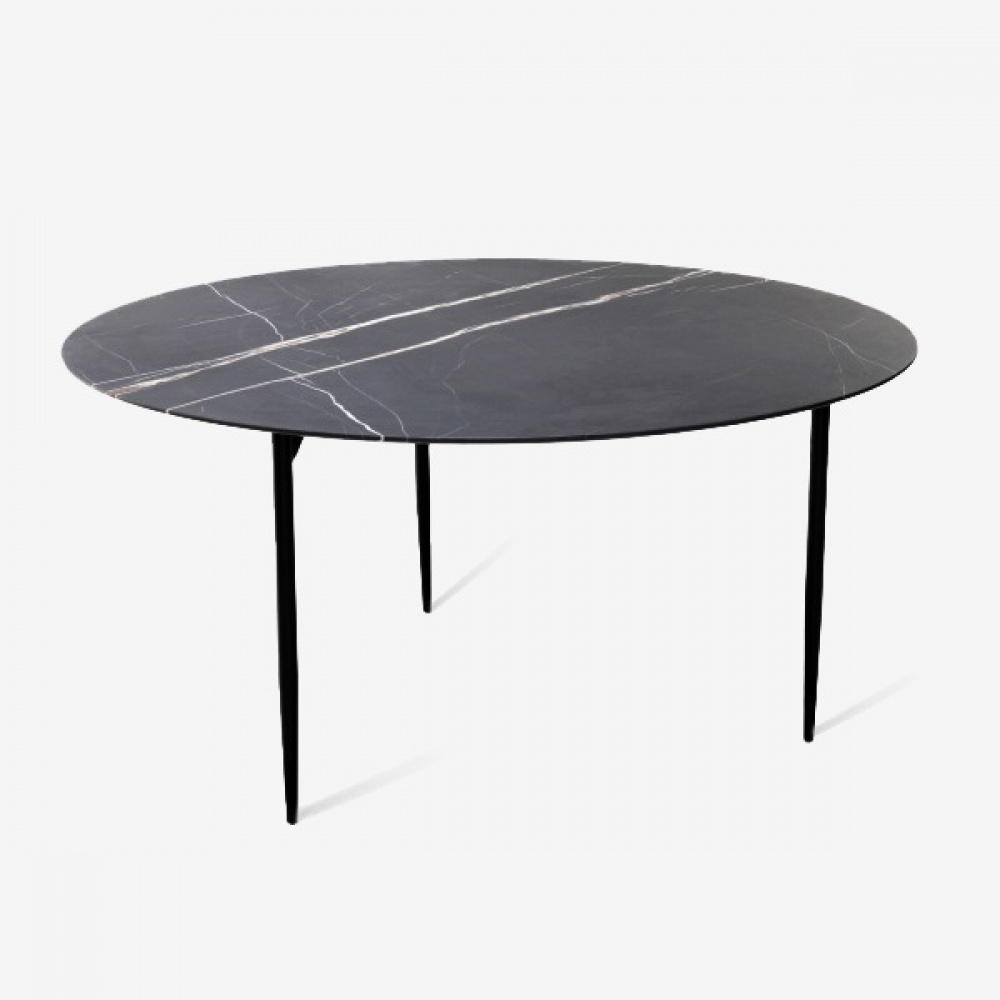 Marmor Tavolo moderno rotondo 100cm bianco gambe metallo nero sala da pranzo