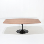 WING TABLE WITH BARREL-SHAPED VENEERED TOP 