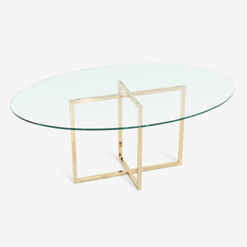 KROSS TABLE WITH GLASS OVAL TOP