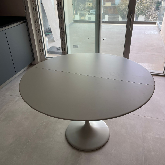 Tavolo rotondo design diametro 120 legno piano bianco