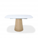 BEATRICE EXTENDABLE TABLE WITH BARREL SHAPED TOP – veneered base