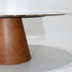 BEATRICE TABLE WITH BASE COVERED IN LEATHER