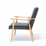 HELENA ARMCHAIR in varnished wood and cushions covered in leather