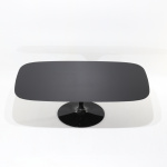 Mesa WING con tapa de barril en laminado líquido negro RAL-9005 180x90 cm y base en fundición de aluminio negro