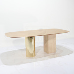 VERMONT TABLE WITH BARREL-SHAPED VENEERED TOP 