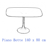 Table WING avec plateau tonneau en stratifié liquide noir RAL-9005 180x90 cm et base en fonte d'aluminium noire