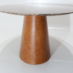 BEATRICE TABLE WITH BASE COVERED IN LEATHER