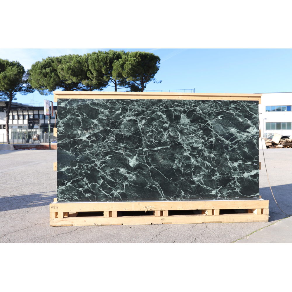 Ceramic slab with Verde Alpi marble effect