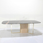 CALIFORNIA TABLE WITH BARREL-SHAPED MARBLE TOP 