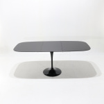 WING EXTENDABLE TABLE WITH LIQUID LAMINATE BARREL SHAPED TOP 