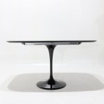 WING EXTENDABLE TABLE WITH LIQUID LAMINATE BARREL SHAPED TOP 