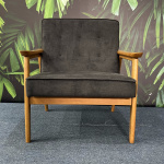 P2.1 ARMCHAIR WITH WOODEN FRAME AND ANTHRACITE FABRIC COVERING