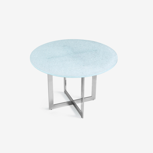 LC SIDE TABLE WITH CRACKLED GLASS TOP