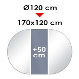 REDONDO EXTENSIBLE: 120 a 170 X 120 cm