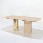 VERMONT TABLE WITH BARREL-SHAPED VENEERED TOP 