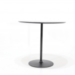 Mesa TEODORO lacado negro - mesa comedor redonda de aluminio y plano   de madera