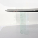 GIOTTO Tisch mit tonnenförmiger Platte aus echtem Marmor mit den Maßen 220 x 120 und Glasboden