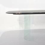 GIOTTO table with real marble barrel-shaped top measuring 220x120 and glass base