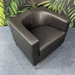 P2.3 ARMCHAIR -  WITH LEATHER UPHOLSTERY AND STEEL LEGS