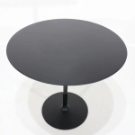 TEODORO Tisch schwarz lackiert - runder Esstisch aus Aluminium und Holz