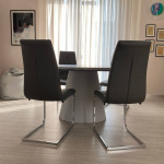 BEATRICE EXTENDABLE TABLE WITH ROUND OR OVAL LIQUID LAMINATE TOP 