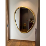 MIRROR MOAI with irregular shape and solid wood frame