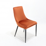LIDIA chair with orange velvet upholstery and black legs