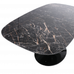 Tavolo BEATRICE con piano in ceramica effetto marmo Saint Laurent forma a botte 170x100 cm con base nera 
