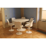 WING EXTENDABLE TABLE WITH ROUND OR OVAL LIQUID LAMINATE TOP 