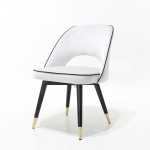 ESTER chair in gray cotton with legs in dark wenge wood and brass feet